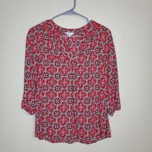Crown & Ivy Red, Black, and White Blouse